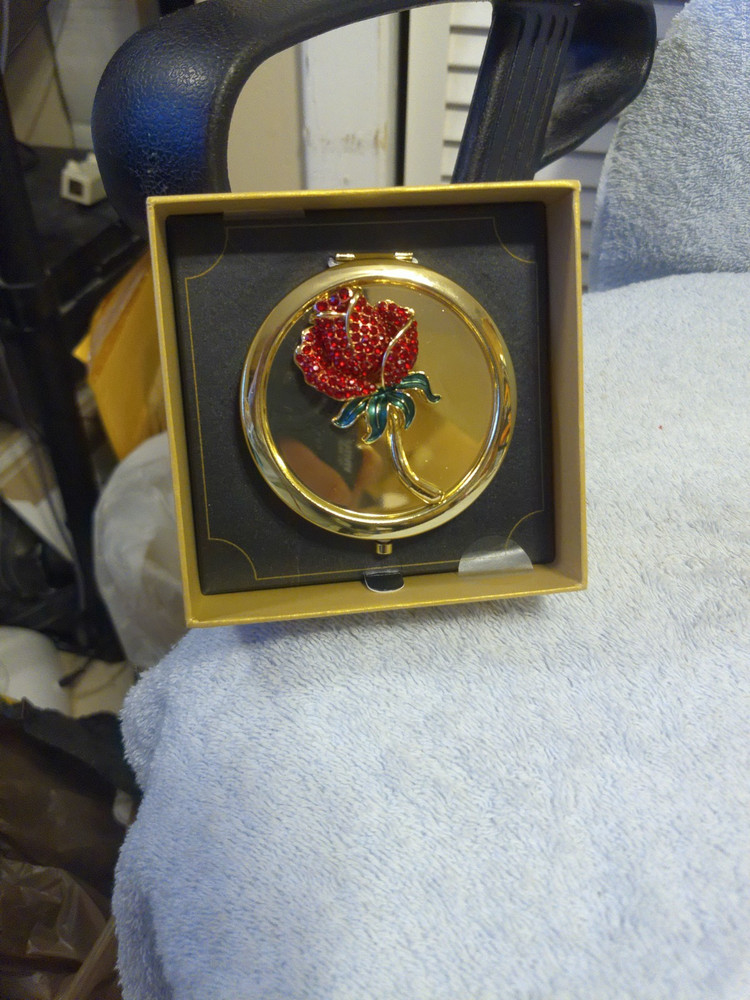 Monet Rose Compact Double Mirror New In Box