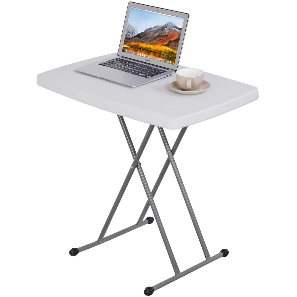 30" Adjustable Folding Laptop Table TV Tray White Table Writing Table Card Table