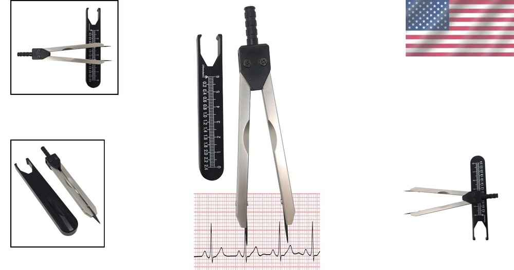 Black Electrocardiogram Measuring Tool - Accurate Caliper with Protective Cover