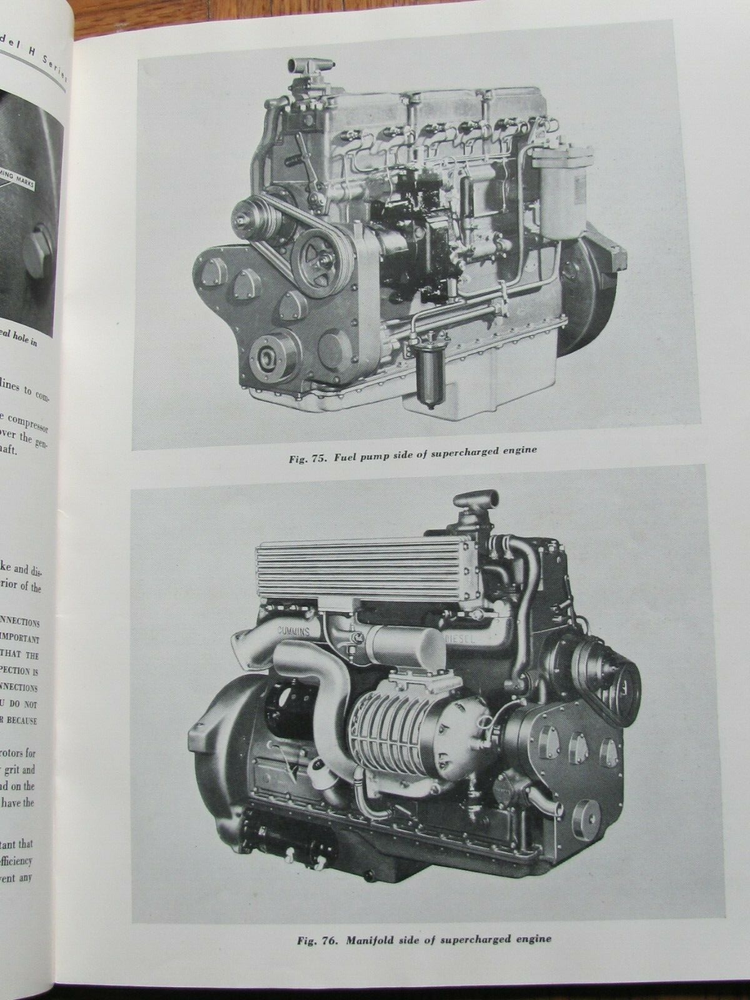 1944 Cummings Diesel Engine Model H Series Operator's Instruction Manual Book