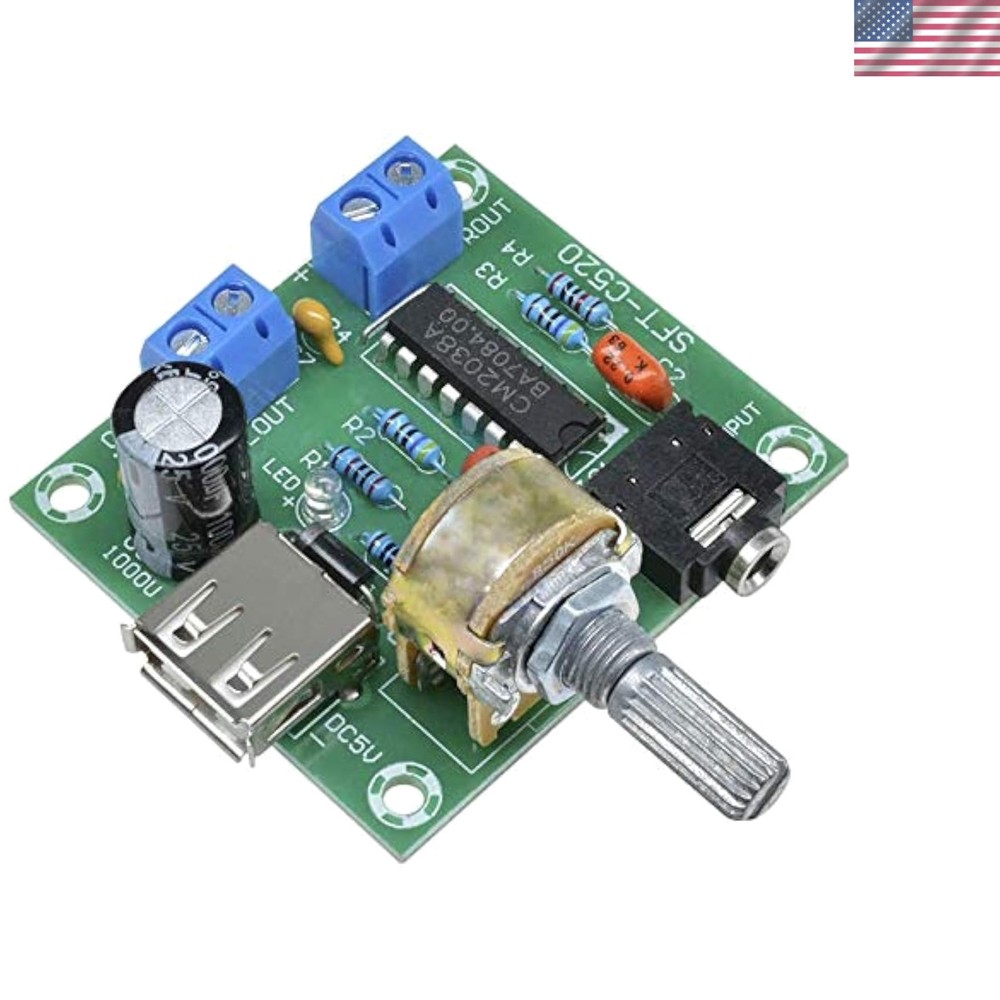 Mini Digital Audio Amplifier Board with Adjustable Volume & USB Power Supply