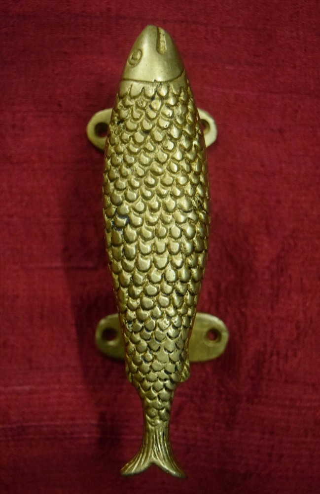 Nautical Fish Shape Pair Door Pull Door Handle Brass Wardrobe Handle Decor VR189