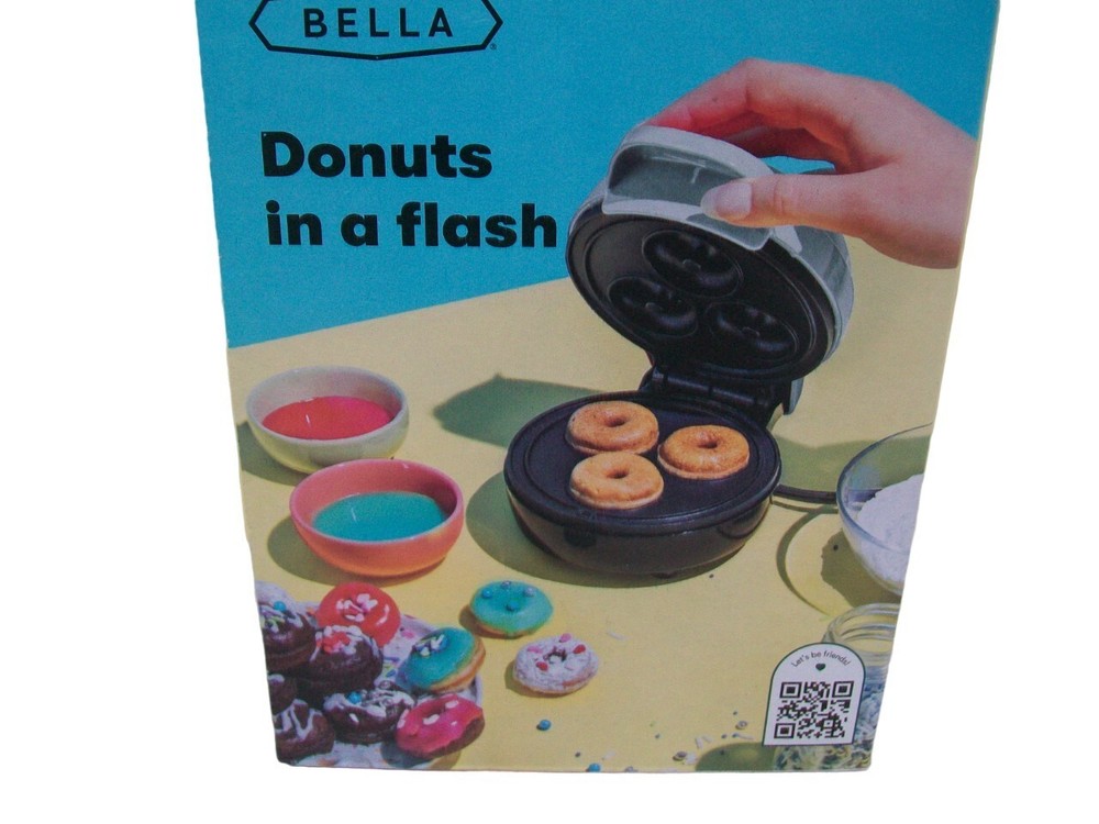 Bella Mini Donut Maker Non-Stick Easy Compact Design Makes 3 Donuts NEW IN BOX