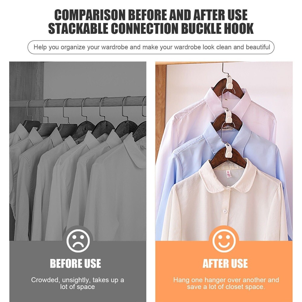 20PCS Clothes Hanger Connector Hooks Hanger Space Saving Organizer US