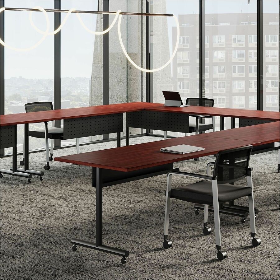 Lorell LLR59605 Mahogany Sit/Stand Tabletop 60"x24"