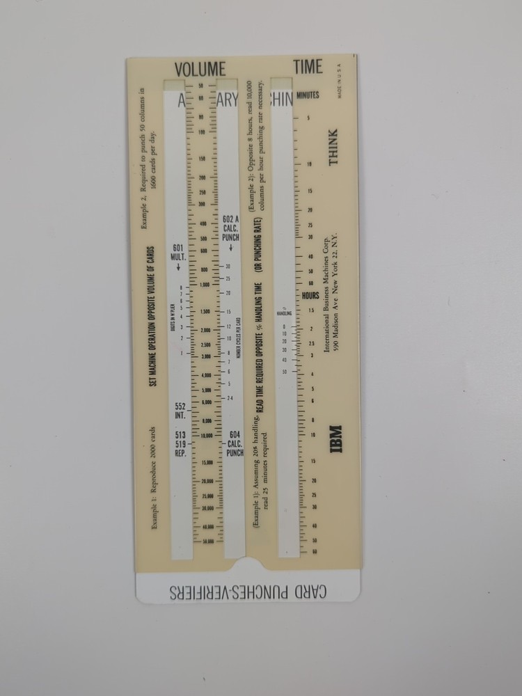 Vtg 50s IBM Machine Load Computer Slide Rule Folder Instructions MCM Computing