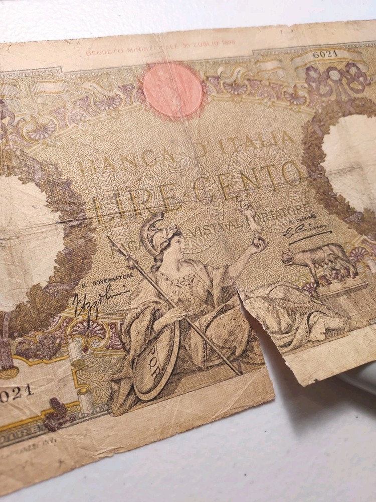 Old Italian 100 Lire 1936 Note; Pick 55