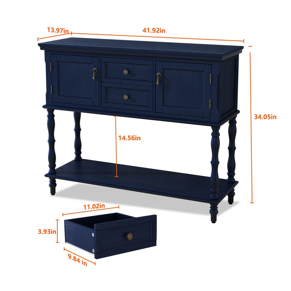 Console TableNarrow Long Behind Couch Sofa Table for Living Room, Hallway Blue