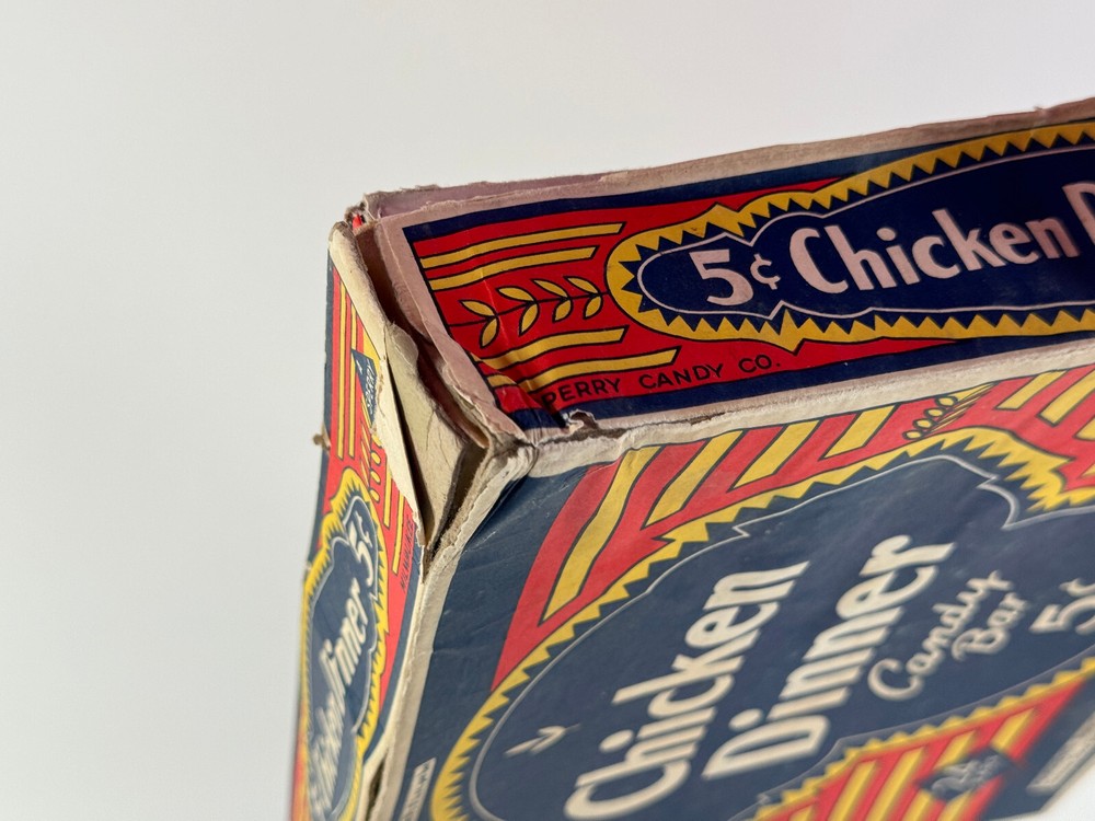 RARE 1920's Original Chicken Dinner Candy Bar 5 cent BOX nice see pics