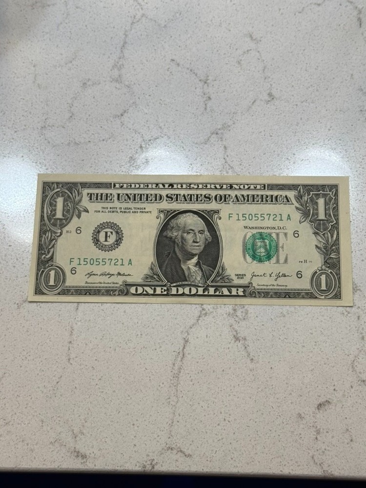 $1 ONE US DOLLAR BILL NOTE MISCUT MISALIGNED OFF CENTER ERROR
