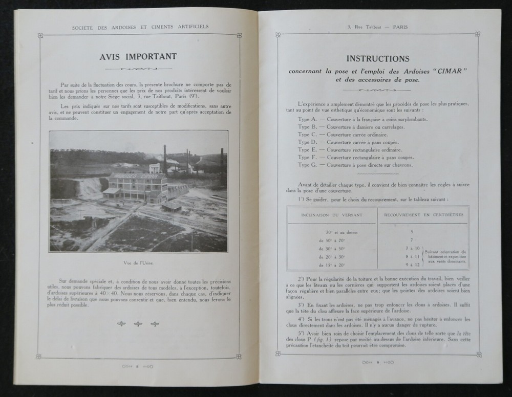1923 CIMAR Artificial Slate and Cement Catalog Catalog