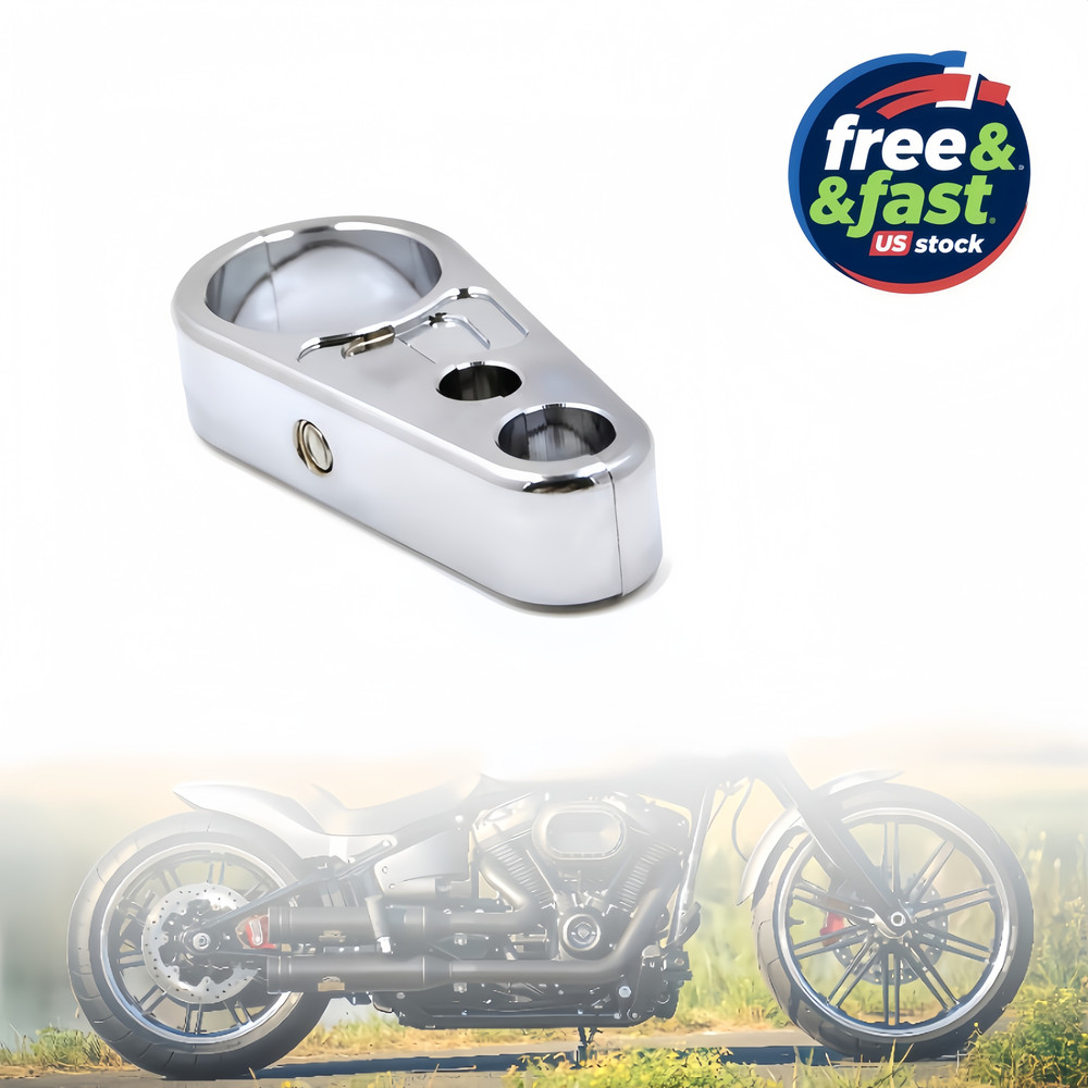 1 Inch Chrome Cable Clamp Bracket for Motorcycle Handlebars - Universal Fit