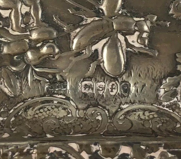Antique 1893 Samuel Boyce Landeck Solid Silver Putti/Cherubs Embossed Pen Dish