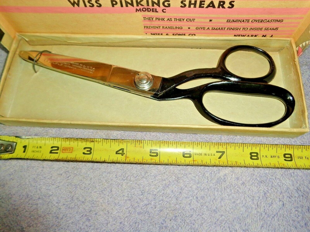 Vintage Wiss Pinking Shears Model C Black Handle Original Box & Germany Scissors