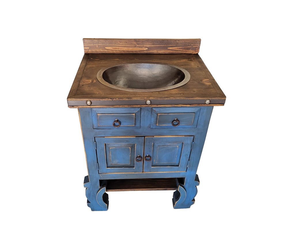 Delano Rustic Blue Washed Bathroom Vanity