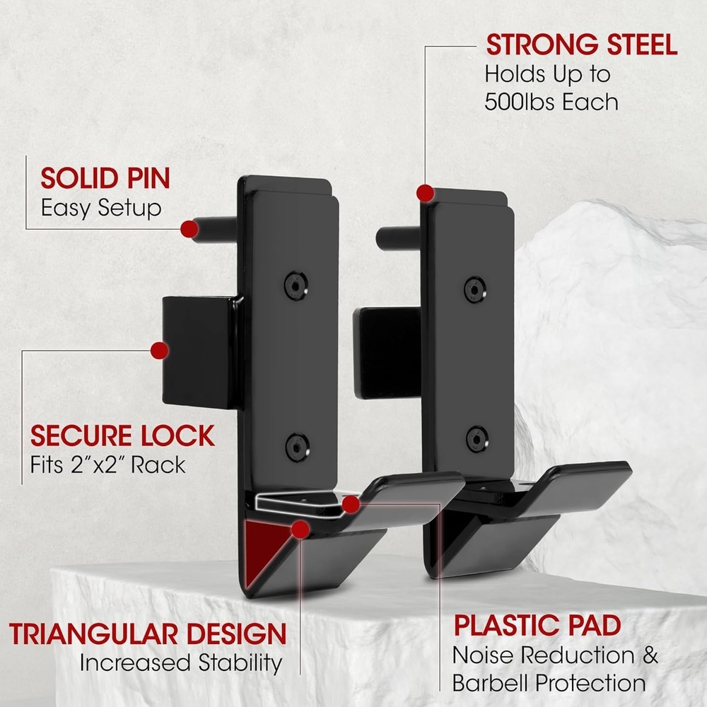 Heavy-Duty Power Rack J-Hooks & Attachments for Secure Barbell Support