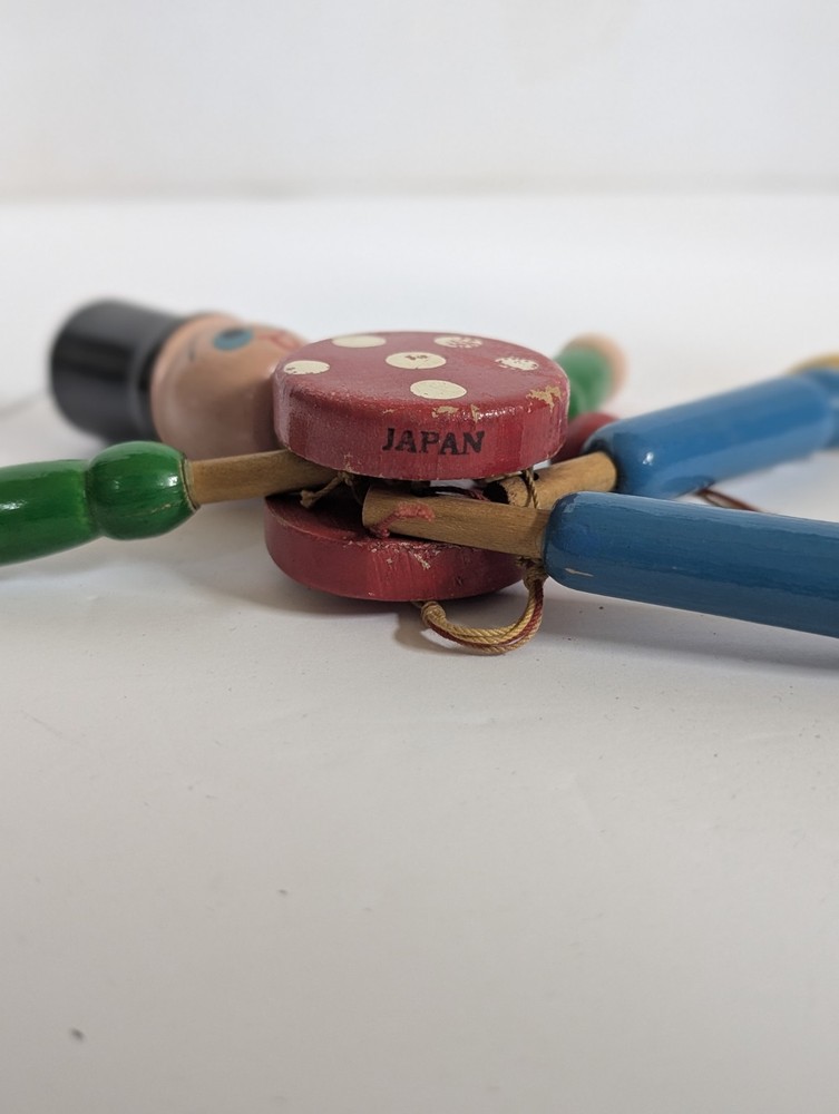Vintage Wooden Pull String Puppet Jumping Jack Pull Toy Ornament