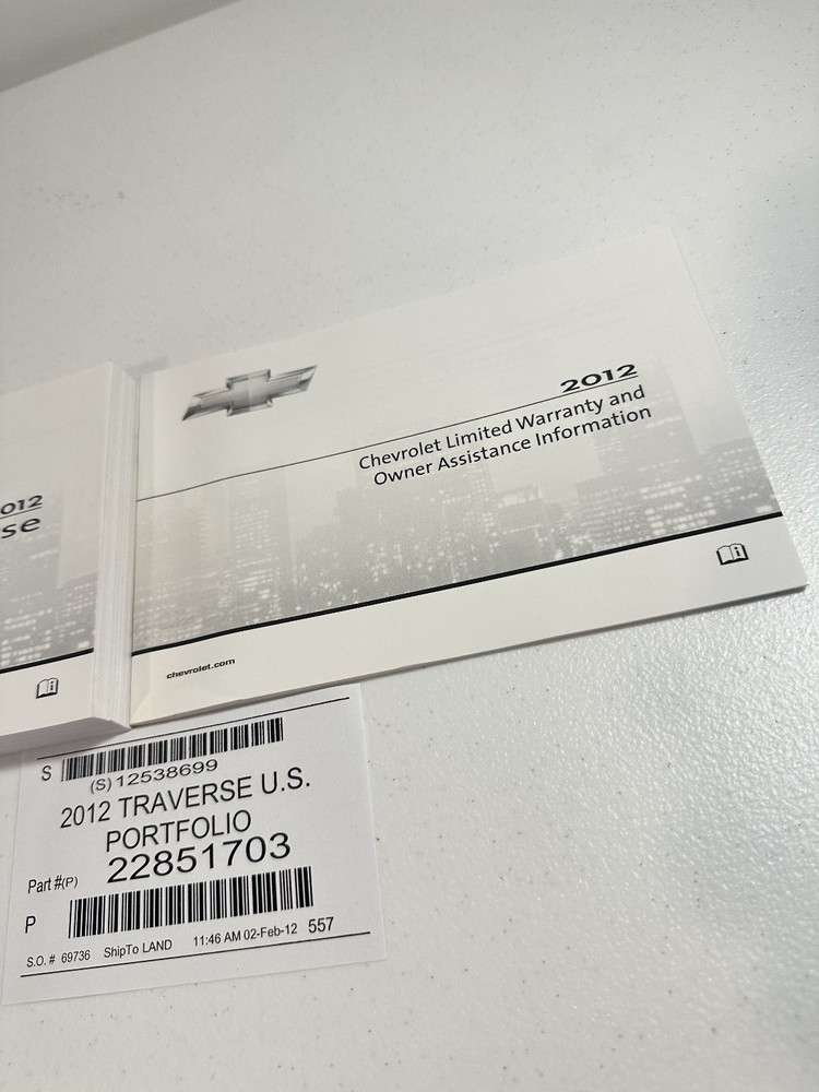 2012 Traverse Chevrolet Owner's Manual Set