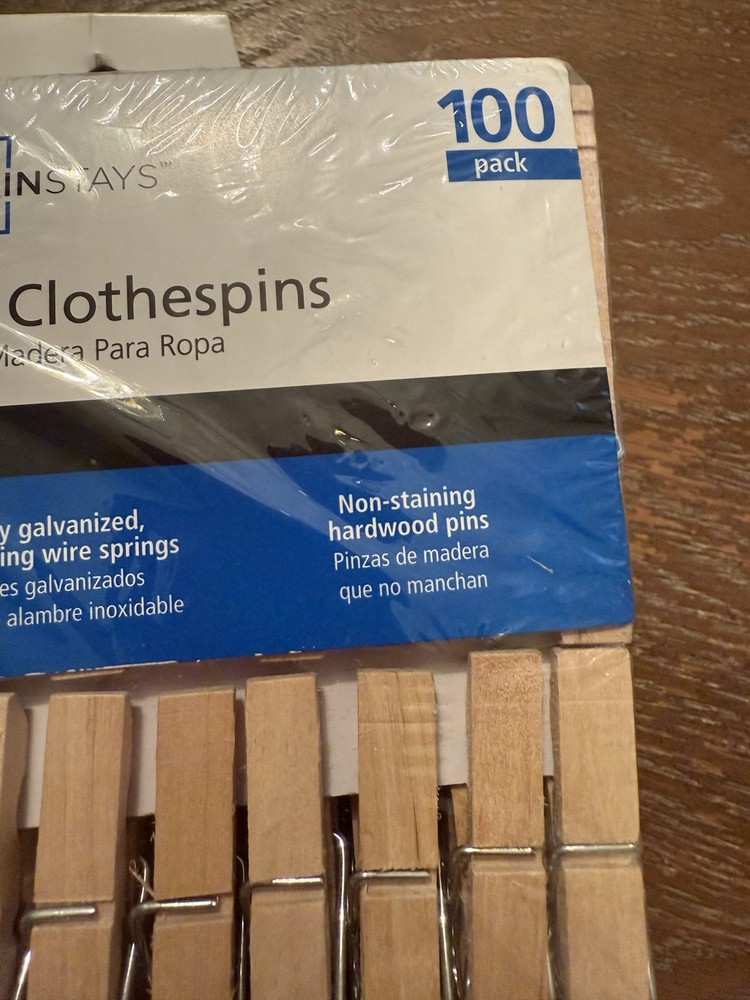 MAINSTAYS Wooden clothespin 100 Pack Extra Large