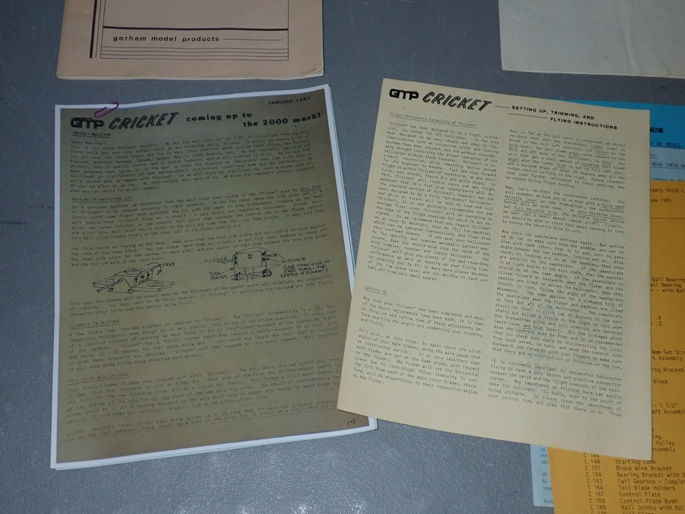 Gorham Cricket 25 RC Helicopter Assembly Instruction Manual