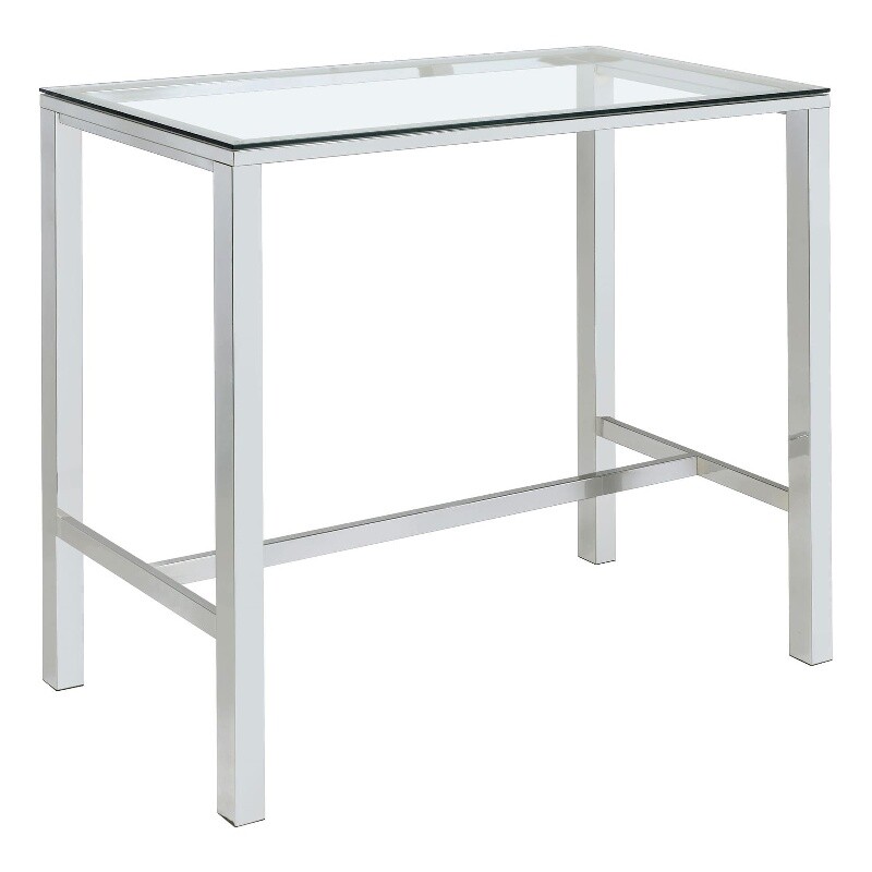 Coaster Contemporary Rectangular Glass Top Pub Table in Clear
