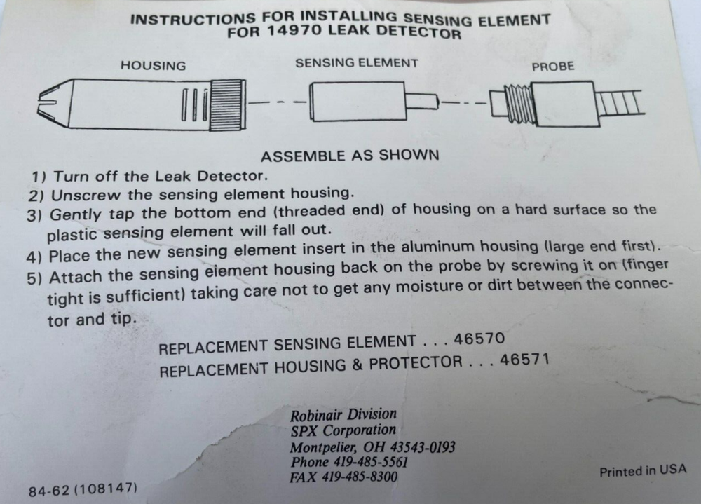 Robinair -46570- Sensing Element Leak Detector