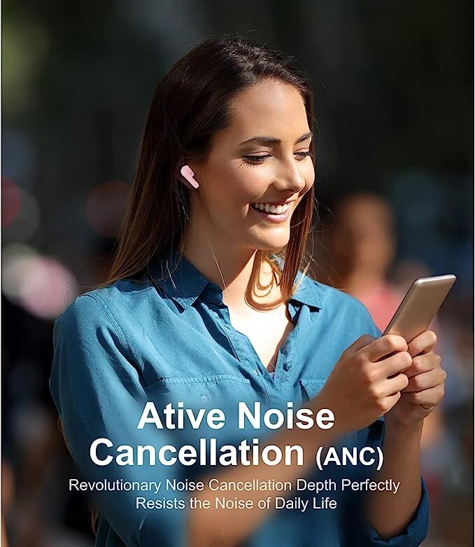 Bluetooth Wireless Earbuds with Built-in Microphone in Pink