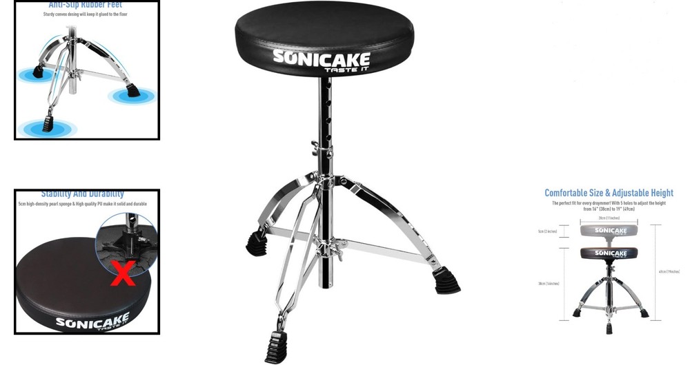 Compact Adjustable Drum Stool with Foldable Design - Perfect for Travel, Black