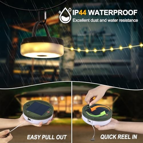 4 in 1 Solar Camping String Lights Ultra Long String with 160LEDs, 42.6Ft
