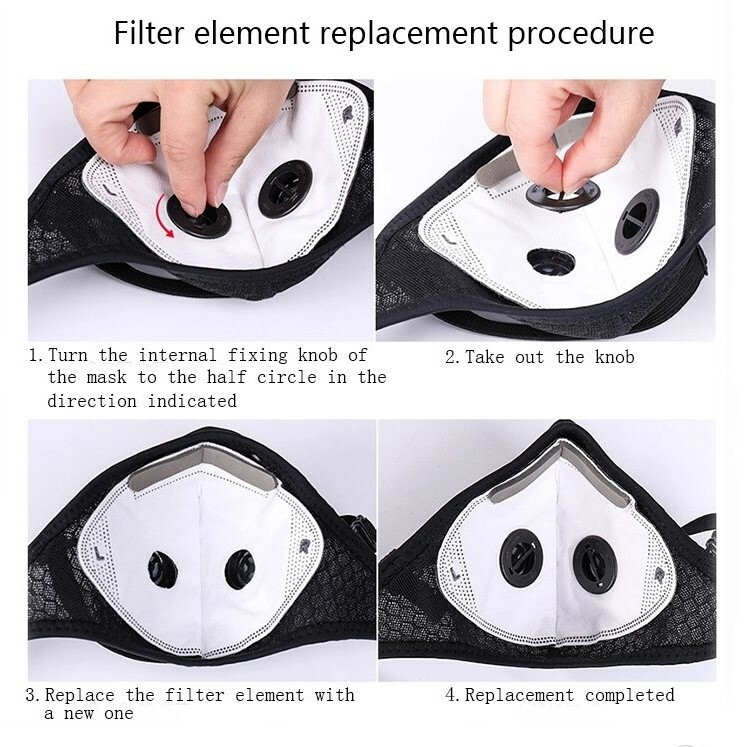 REUSABLE FACE MASK WITH BREATHING VALVE AND A 5-LAYER REPLACEMENT FILTER