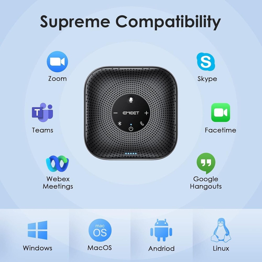 Expandable Conference Speakerphone with Daisy Chain Feature for 16 Attendees