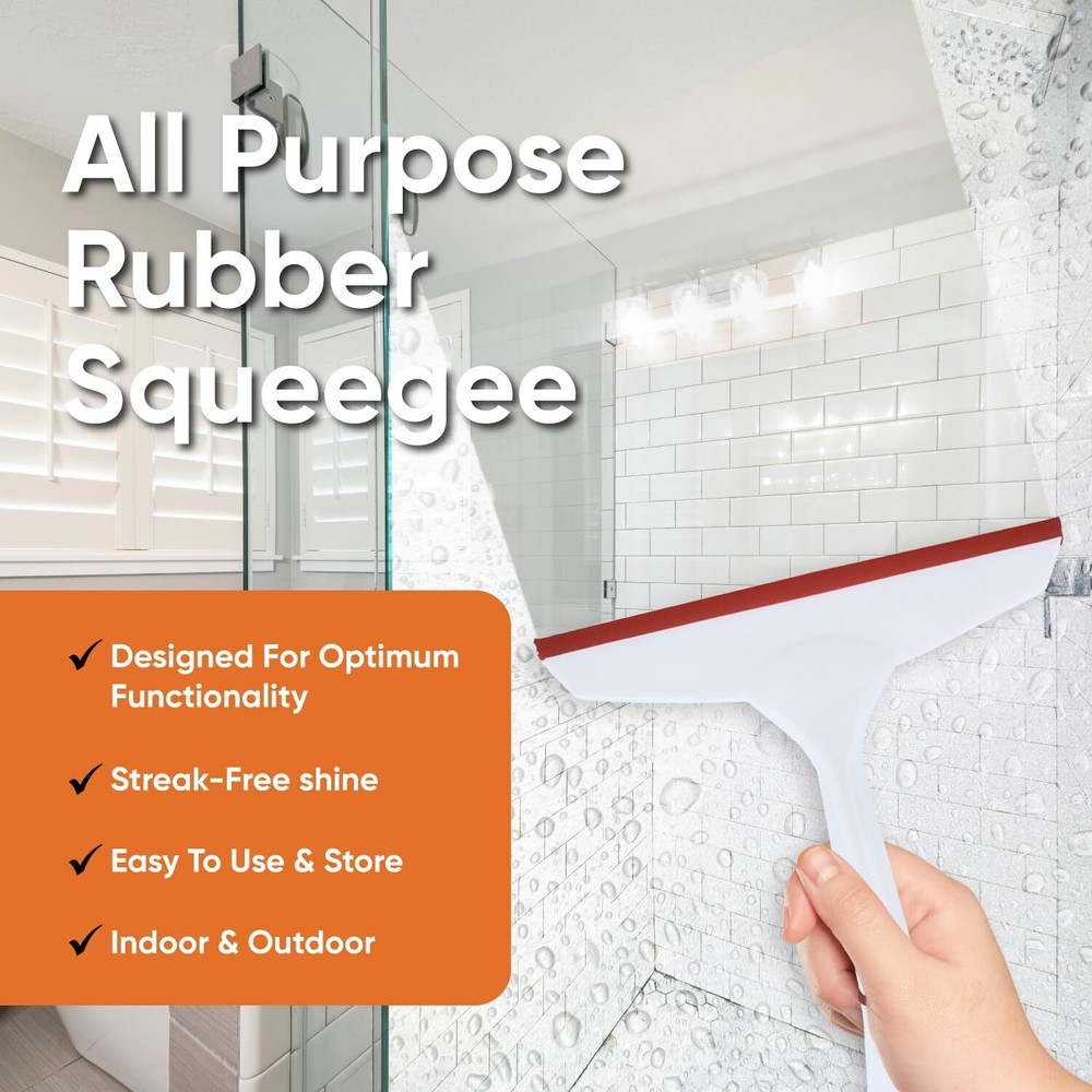Superio 6" Window Rubber Squeegee with Hanging Loop, 2 Pack, Red