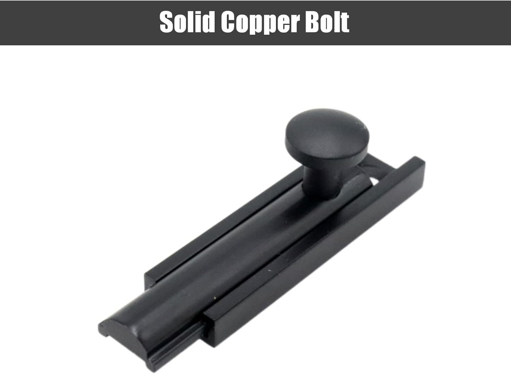 2 Inch Solid Copper Surface Bolt, Copper Slide Lock, Cabinet Surface Bolt with S