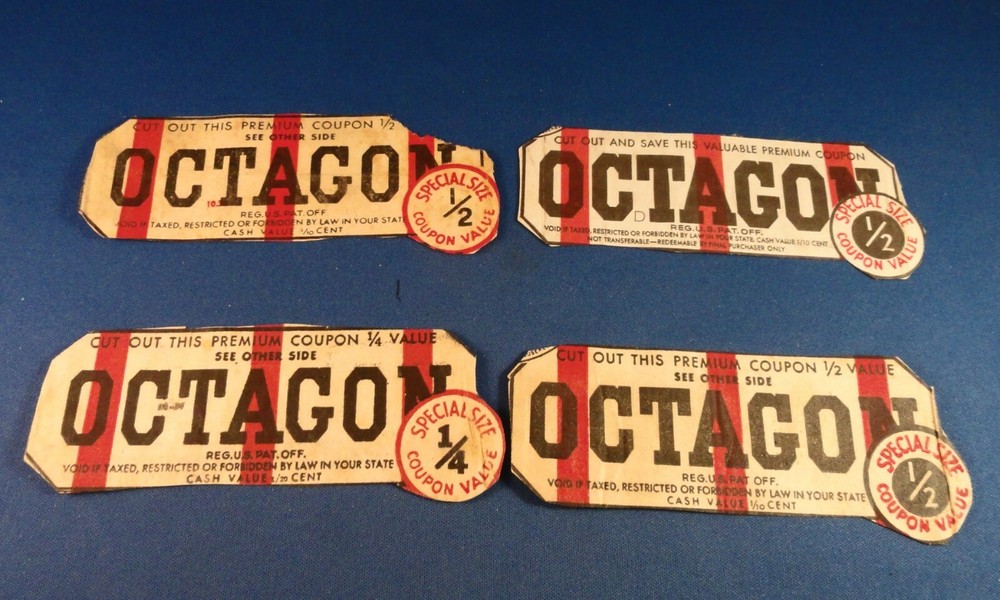 VINTAGE Octagon Soap Coupons     4 different coupons