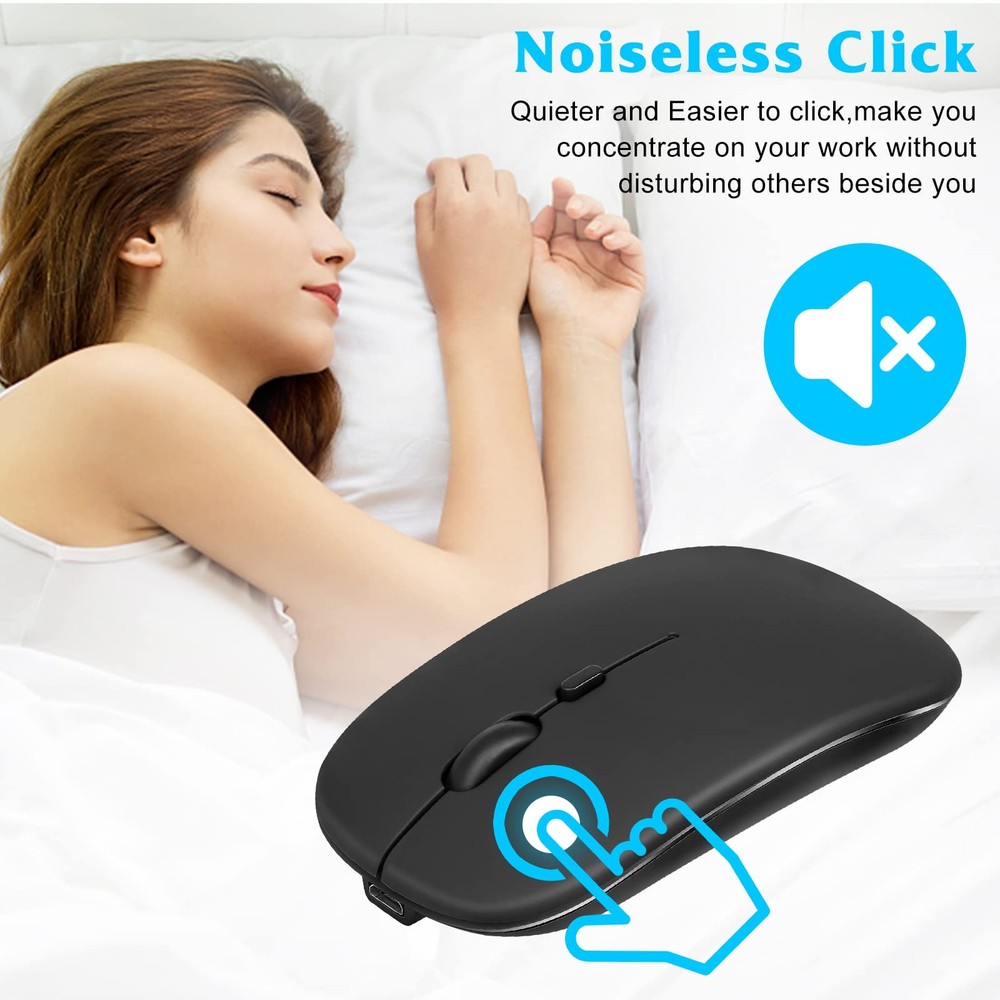 Bluetooth Wireless Rechargeable Mouse for Dell Inspiron 15 Ergonomic Slim