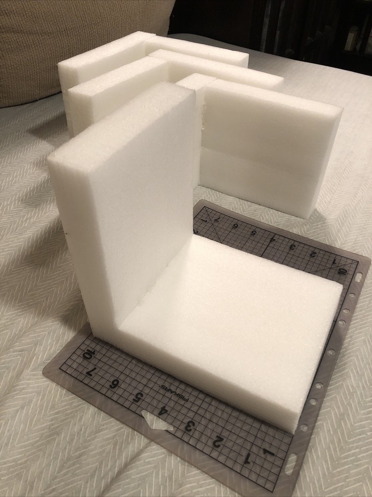 4 Corner Guards, Flexible Styrene packing material about 8x5.5” sides 1.5” thick