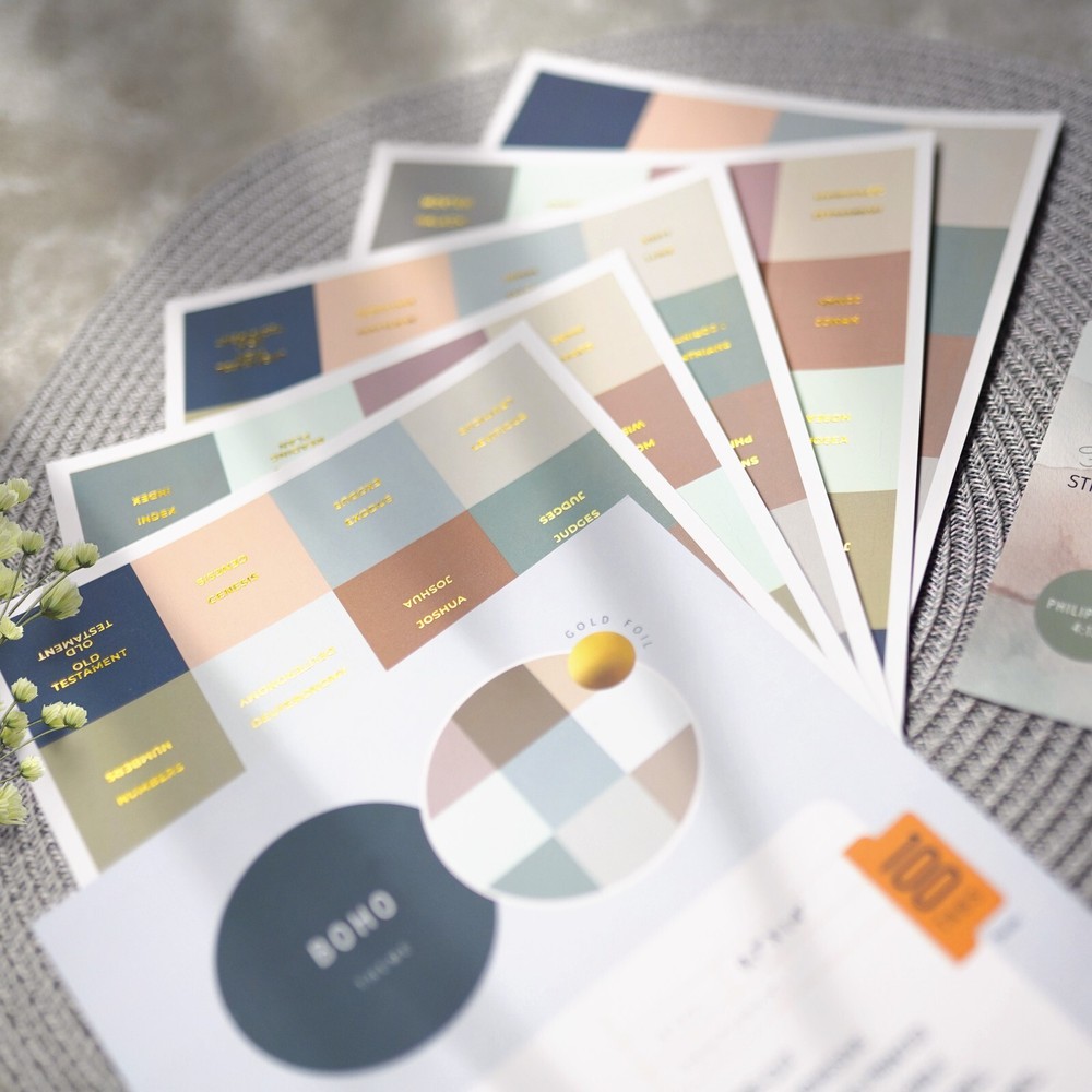 OFFILICIOUS 100 Gold-Foiled, Soft-Touch, Laminated Bible Tabs for Bible Study