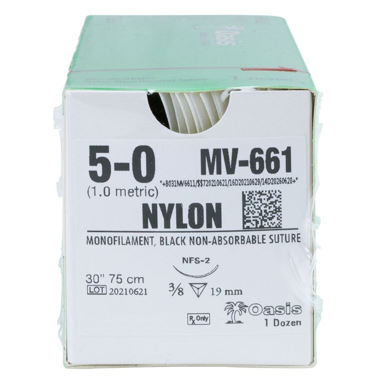 Oasis Nylon Training Suture, Size 5-0, w/ NFS-2 Needle, 12/box