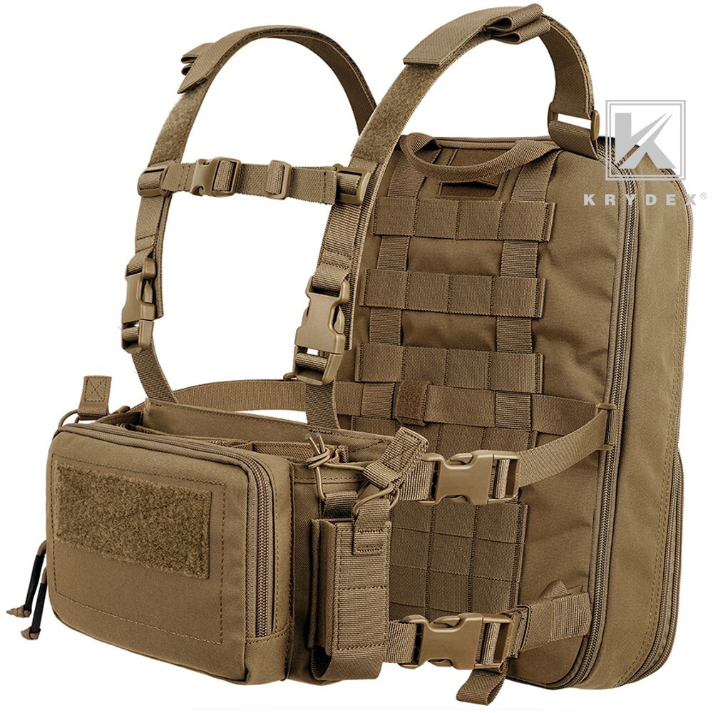 KRYDEX D3CR Chest Rig Harness Mag Pouches & D3 Flatpack Backpack Rucksack Coyote