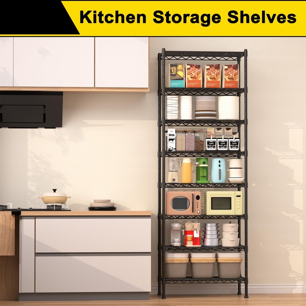 GIOTORENT 8-Wire Garage Shelving Storage Shelves, Kitchen Storage Adjustable ...