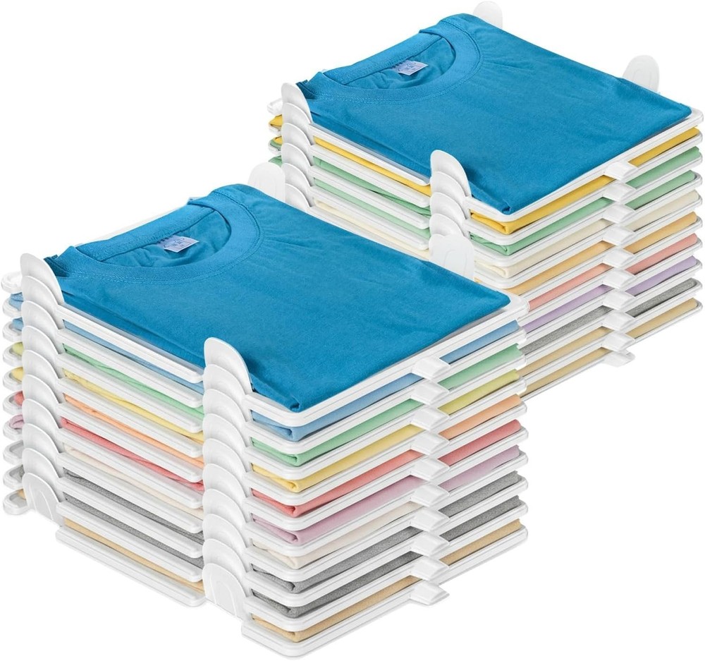 20-Pack Stackable T-Shirt Organizer Bins for Elegant Closet Storage Solutions
