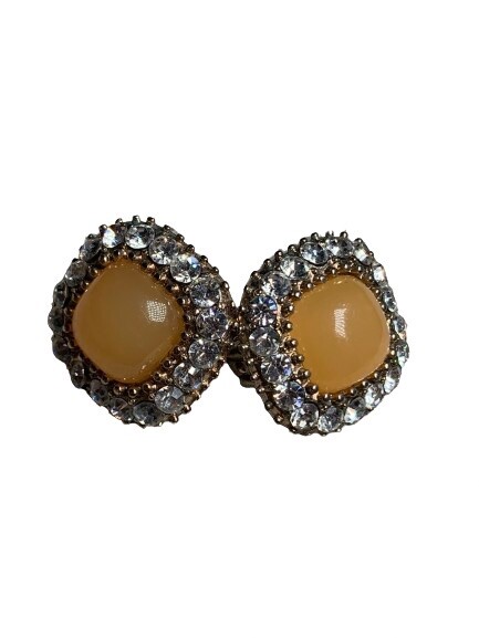 Vintage Statement Clip Ons rhinestones