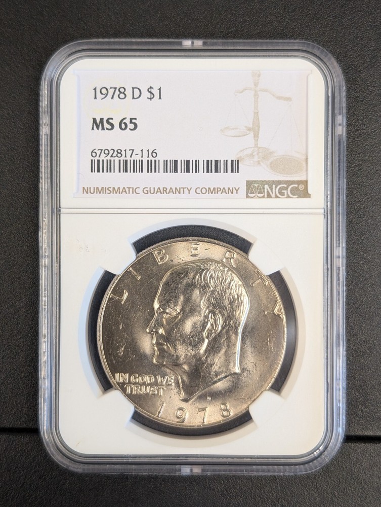 1978 D MS 65 Clad Eisenhower Dollar $1 - Actual Coin Guide $36