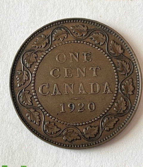 CANADA 1920 One 1 Large Cent King George V