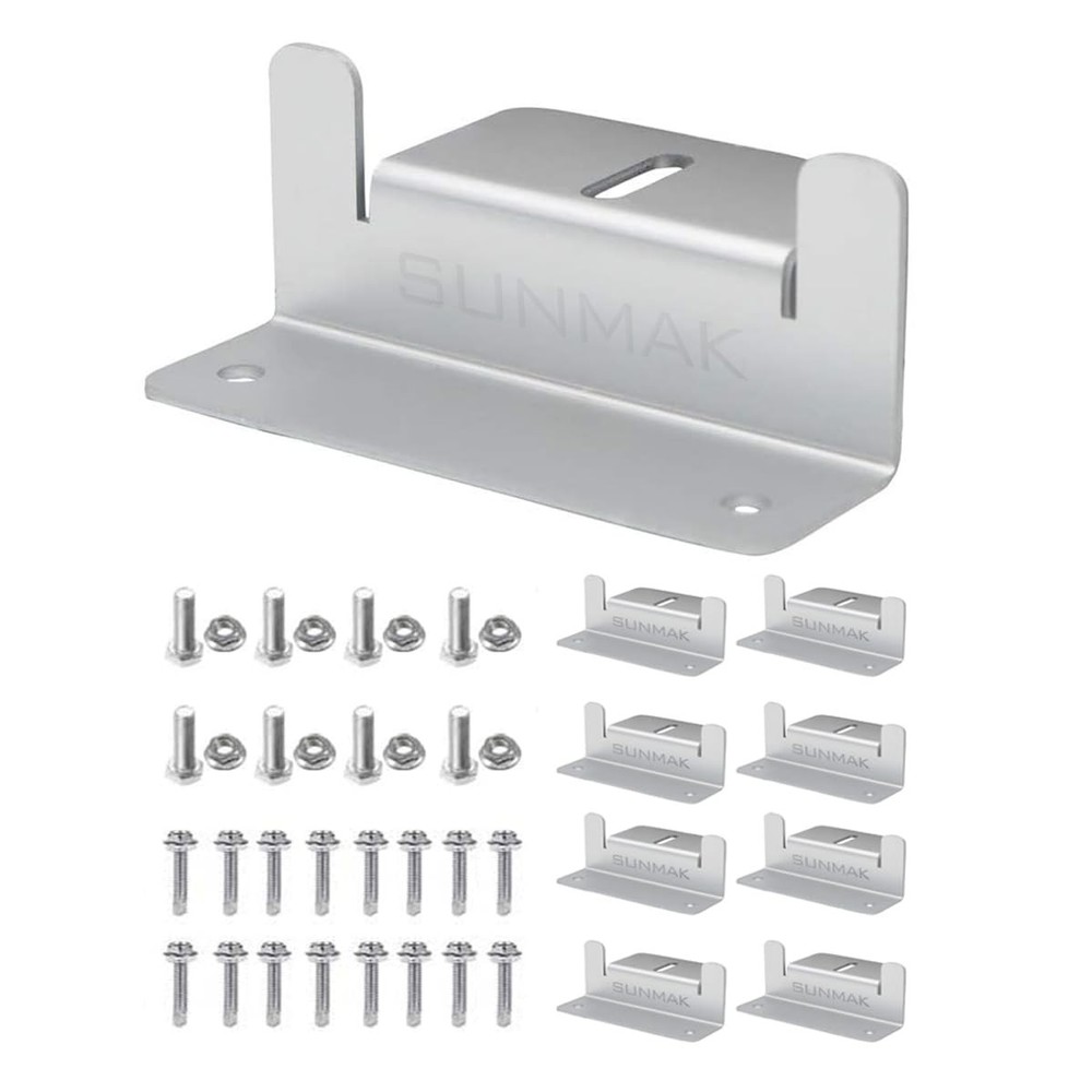 SUNMAK 8 units per set Solar Panel Mounting Z Brackets Anodized Silver
