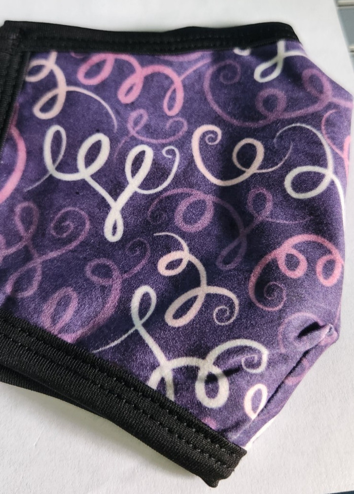 Purple Curls Print Face Mask Lined Includes One PM2.5 Filter