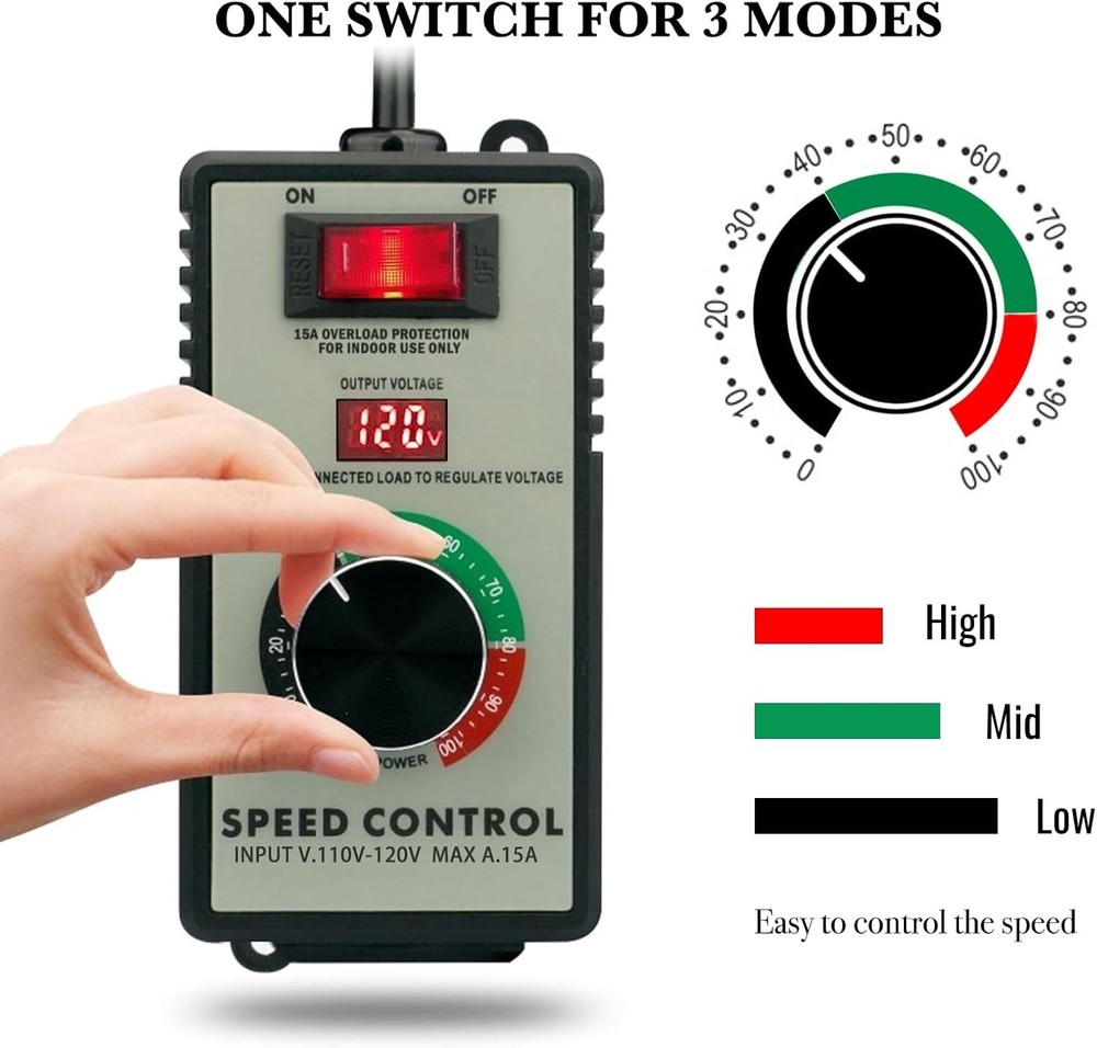 User-Friendly 120V AC Motor Controller - LED Display & Overload Safety Function