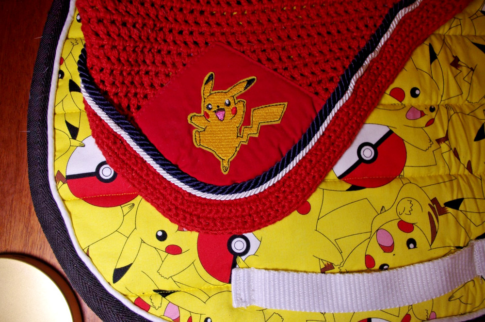 Pikachu Pokemon Saddle Pad Handmade Pony Size with Bonnet