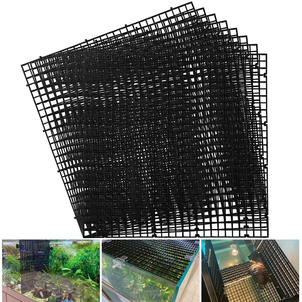 8 PCS Black Plastic Aquarium Divider Filter Bottom Egg Crate 11.8x11.8 Inch