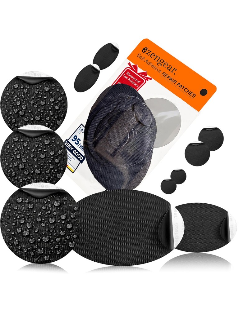 aZengear Repair Patches - Waterproof, Self-Adhesive, Different Sizes, Black